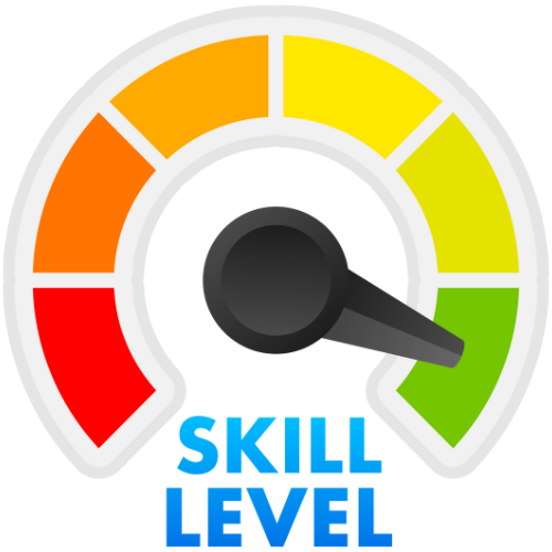 Icon with a skill level meter measuring top level.